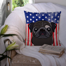 Load image into Gallery viewer, American Flag and Black Pug Throw Pillow - 14x14 Decorative Pillow – Art for Your Home &amp; Patio BB2193PW1414