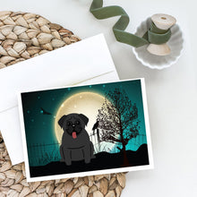 Load image into Gallery viewer, Halloween Scary Pug Black Greeting Cards -  Blank Note Cards – 8-Pack of Artist-Designed Cards with Envelopes