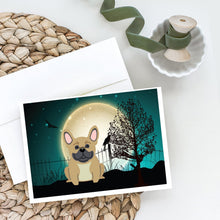 Load image into Gallery viewer, Halloween Scary French Bulldog Cream Greeting Cards -  Blank Note Cards – 8-Pack of Artist-Designed Cards with Envelopes