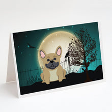 Load image into Gallery viewer, Halloween Scary French Bulldog Cream Greeting Cards -  Blank Note Cards – 8-Pack of Artist-Designed Cards with Envelopes