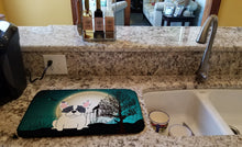 Load image into Gallery viewer, Halloween Scary French Bulldog Piebald Dish Drying Mat – Absorbent, Artistic Kitchen Essentials BB2201DDM