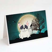 Load image into Gallery viewer, Halloween Scary French Bulldog Piebald Greeting Cards -  Blank Note Cards – 8-Pack of Artist-Designed Cards with Envelopes