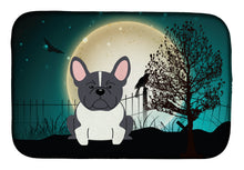 Load image into Gallery viewer, Halloween Scary French Bulldog Black White Dish Drying Mat – Absorbent, Artistic Kitchen Essentials BB2202DDM