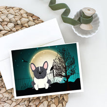 Load image into Gallery viewer, Halloween Scary French Bulldog Black White Greeting Cards -  Blank Note Cards – 8-Pack of Artist-Designed Cards with Envelopes