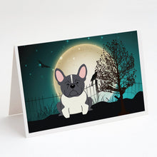 Load image into Gallery viewer, Halloween Scary French Bulldog Black White Greeting Cards -  Blank Note Cards – 8-Pack of Artist-Designed Cards with Envelopes