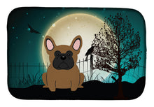 Load image into Gallery viewer, Halloween Scary French Bulldog Brown Dish Drying Mat – Absorbent, Artistic Kitchen Essentials BB2203DDM