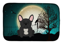 Load image into Gallery viewer, Halloween Scary French Bulldog Black Dish Drying Mat – Absorbent, Artistic Kitchen Essentials BB2204DDM