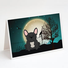 Load image into Gallery viewer, Halloween Scary French Bulldog Black Greeting Cards -  Blank Note Cards – 8-Pack of Artist-Designed Cards with Envelopes