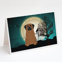 Load image into Gallery viewer, Halloween Scary Mastiff Brindle Greeting Cards -  Blank Note Cards – 8-Pack of Artist-Designed Cards with Envelopes