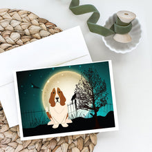 Load image into Gallery viewer, Halloween Scary Basset Hound Greeting Cards -  Blank Note Cards – 8-Pack of Artist-Designed Cards with Envelopes