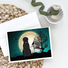 Load image into Gallery viewer, Halloween Scary Black Russian Terrier Greeting Cards -  Blank Note Cards – 8-Pack of Artist-Designed Cards with Envelopes