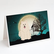 Load image into Gallery viewer, Halloween Scary Samoyed Greeting Cards -  Blank Note Cards – 8-Pack of Artist-Designed Cards with Envelopes