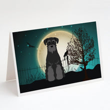 Load image into Gallery viewer, Halloween Scary Standard Schnauzer Black Greeting Cards -  Blank Note Cards – 8-Pack of Artist-Designed Cards with Envelopes