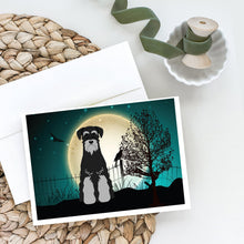 Load image into Gallery viewer, Halloween Scary Standard Schnauzer Black Grey Greeting Cards -  Blank Note Cards – 8-Pack of Artist-Designed Cards with Envelopes