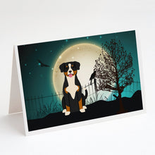 Load image into Gallery viewer, Halloween Scary Entlebucher Greeting Cards -  Blank Note Cards – 8-Pack of Artist-Designed Cards with Envelopes