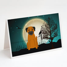 Load image into Gallery viewer, Halloween Scary Border Terrier Greeting Cards -  Blank Note Cards – 8-Pack of Artist-Designed Cards with Envelopes