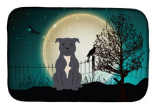 Load image into Gallery viewer, Halloween Scary Staffordshire Bull Terrier Blue Dish Drying Mat – Absorbent, Artistic Kitchen Essentials BB2236DDM