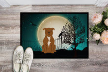 Load image into Gallery viewer, Halloween Scary Staffordshire Bull Terrier Brown Doormat - 24x36 Decorative Floor Mat – Indoor/Outdoor Rug with Artistic Flair BB2237JMAT
