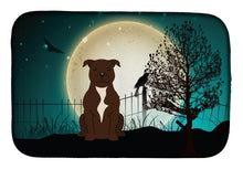 Load image into Gallery viewer, Halloween Scary Staffordshire Bull Terrier Chocolate Dish Drying Mat – Absorbent, Artistic Kitchen Essentials BB2238DDM