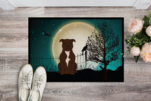 Load image into Gallery viewer, Halloween Scary Staffordshire Bull Terrier Chocolate Doormat - 24x36 Decorative Floor Mat – Indoor/Outdoor Rug with Artistic Flair BB2238JMAT