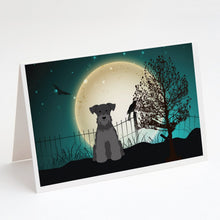 Load image into Gallery viewer, Halloween Scary Miniature Schnauzer Black Greeting Cards -  Blank Note Cards – 8-Pack of Artist-Designed Cards with Envelopes