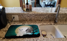 Load image into Gallery viewer, Halloween Scary Miniature Schanuzer White Dish Drying Mat – Absorbent, Artistic Kitchen Essentials BB2243DDM
