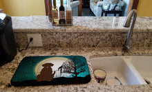 Load image into Gallery viewer, Halloween Scary Chocolate Labrador Dish Drying Mat – Absorbent, Artistic Kitchen Essentials BB2246DDM