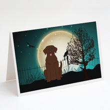 Load image into Gallery viewer, Halloween Scary Chocolate Labrador Greeting Cards -  Blank Note Cards – 8-Pack of Artist-Designed Cards with Envelopes