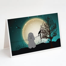 Load image into Gallery viewer, Halloween Scary Poodle Silver Greeting Cards -  Blank Note Cards – 8-Pack of Artist-Designed Cards with Envelopes