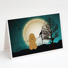 Load image into Gallery viewer, Halloween Scary Poodle Tan Greeting Cards -  Blank Note Cards – 8-Pack of Artist-Designed Cards with Envelopes
