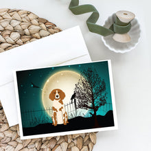 Load image into Gallery viewer, Halloween Scary Brittany Spaniel Greeting Cards -  Blank Note Cards – 8-Pack of Artist-Designed Cards with Envelopes