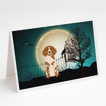 Load image into Gallery viewer, Halloween Scary Brittany Spaniel Greeting Cards -  Blank Note Cards – 8-Pack of Artist-Designed Cards with Envelopes