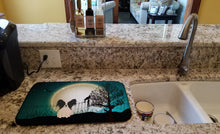Load image into Gallery viewer, Halloween Scary Papillon Black White Dish Drying Mat – Absorbent, Artistic Kitchen Essentials BB2266DDM