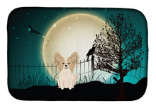 Load image into Gallery viewer, Halloween Scary Papillon Sable White Dish Drying Mat – Absorbent, Artistic Kitchen Essentials BB2267DDM