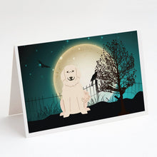 Load image into Gallery viewer, Halloween Scary Great Pyrenese Greeting Cards -  Blank Note Cards – 8-Pack of Artist-Designed Cards with Envelopes
