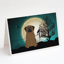 Load image into Gallery viewer, Halloween Scary Bullmastiff Greeting Cards -  Blank Note Cards – 8-Pack of Artist-Designed Cards with Envelopes