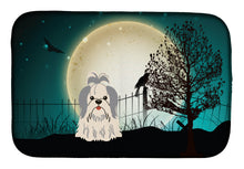 Load image into Gallery viewer, Halloween Scary Shih Tzu Silver White Dish Drying Mat – Absorbent, Artistic Kitchen Essentials BB2275DDM