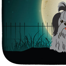 Load image into Gallery viewer, Halloween Scary Shih Tzu Black Silver Dish Drying Mat – Absorbent, Artistic Kitchen Essentials BB2279DDM