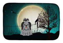 Load image into Gallery viewer, Halloween Scary Shih Tzu Black Silver Dish Drying Mat – Absorbent, Artistic Kitchen Essentials BB2279DDM
