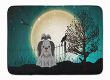 Load image into Gallery viewer, Halloween Scary Shih Tzu Black Silver Machine Washable Memory Foam Mat BB2279RUG