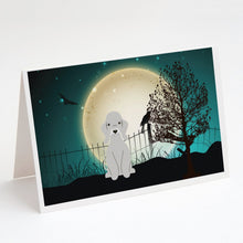 Load image into Gallery viewer, Halloween Scary Bedlington Terrier Blue Greeting Cards -  Blank Note Cards – 8-Pack of Artist-Designed Cards with Envelopes