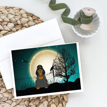 Load image into Gallery viewer, Halloween Scary Cocker Spaniel Black Tan Greeting Cards -  Blank Note Cards – 8-Pack of Artist-Designed Cards with Envelopes