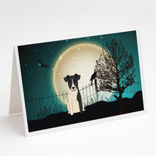 Load image into Gallery viewer, Halloween Scary Smooth Fox Terrier Greeting Cards -  Blank Note Cards – 8-Pack of Artist-Designed Cards with Envelopes