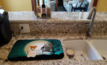 Load image into Gallery viewer, Halloween Scary Wire Fox Terrier Dish Drying Mat – Absorbent, Artistic Kitchen Essentials BB2291DDM
