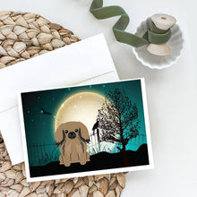 Load image into Gallery viewer, Halloween Scary Pekingese Tan Greeting Cards -  Blank Note Cards – 8-Pack of Artist-Designed Cards with Envelopes