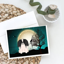 Load image into Gallery viewer, Halloween Scary Pekingese Black White Greeting Cards -  Blank Note Cards – 8-Pack of Artist-Designed Cards with Envelopes