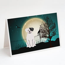 Load image into Gallery viewer, Halloween Scary White Boxer Cooper Greeting Cards -  Blank Note Cards – 8-Pack of Artist-Designed Cards with Envelopes