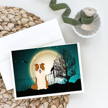 Load image into Gallery viewer, Halloween Scary Border Collie Red White Greeting Cards -  Blank Note Cards – 8-Pack of Artist-Designed Cards with Envelopes