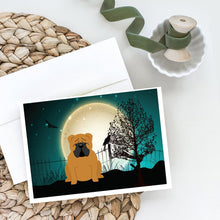 Load image into Gallery viewer, Halloween Scary  English Bulldog Red Greeting Cards -  Blank Note Cards – 8-Pack of Artist-Designed Cards with Envelopes