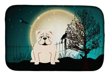 Load image into Gallery viewer, Halloween Scary  English Bulldog White Dish Drying Mat – Absorbent, Artistic Kitchen Essentials BB2313DDM